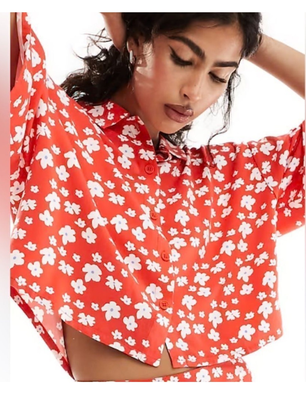 ASOS button down boxy fit cropped shirt